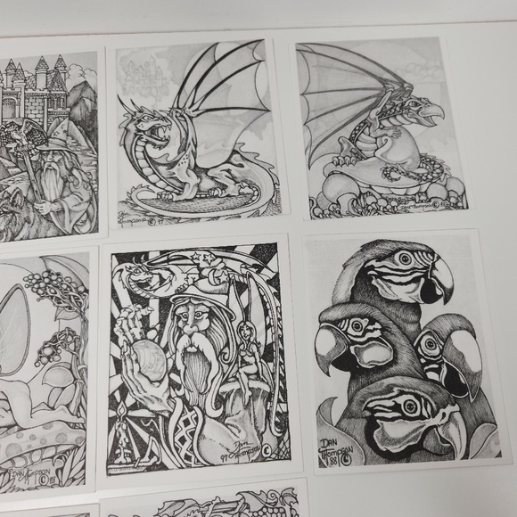 VTG Dan Thompson Fine Art Adult Coloring Book POSTCARDS Fantasy Dragon Fairy - Picture 3 of 8